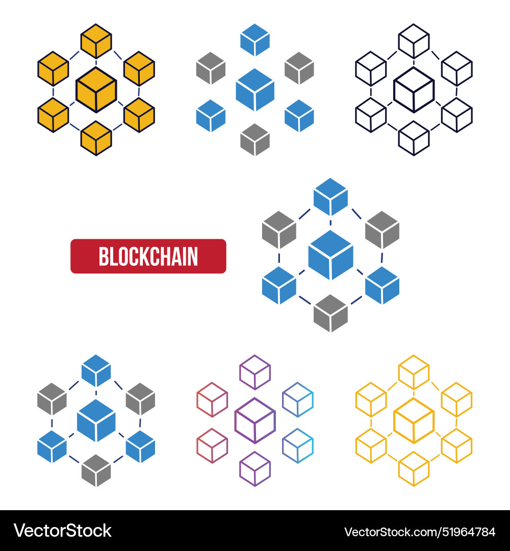 Blockchain icon flat Royalty Free Vector Image