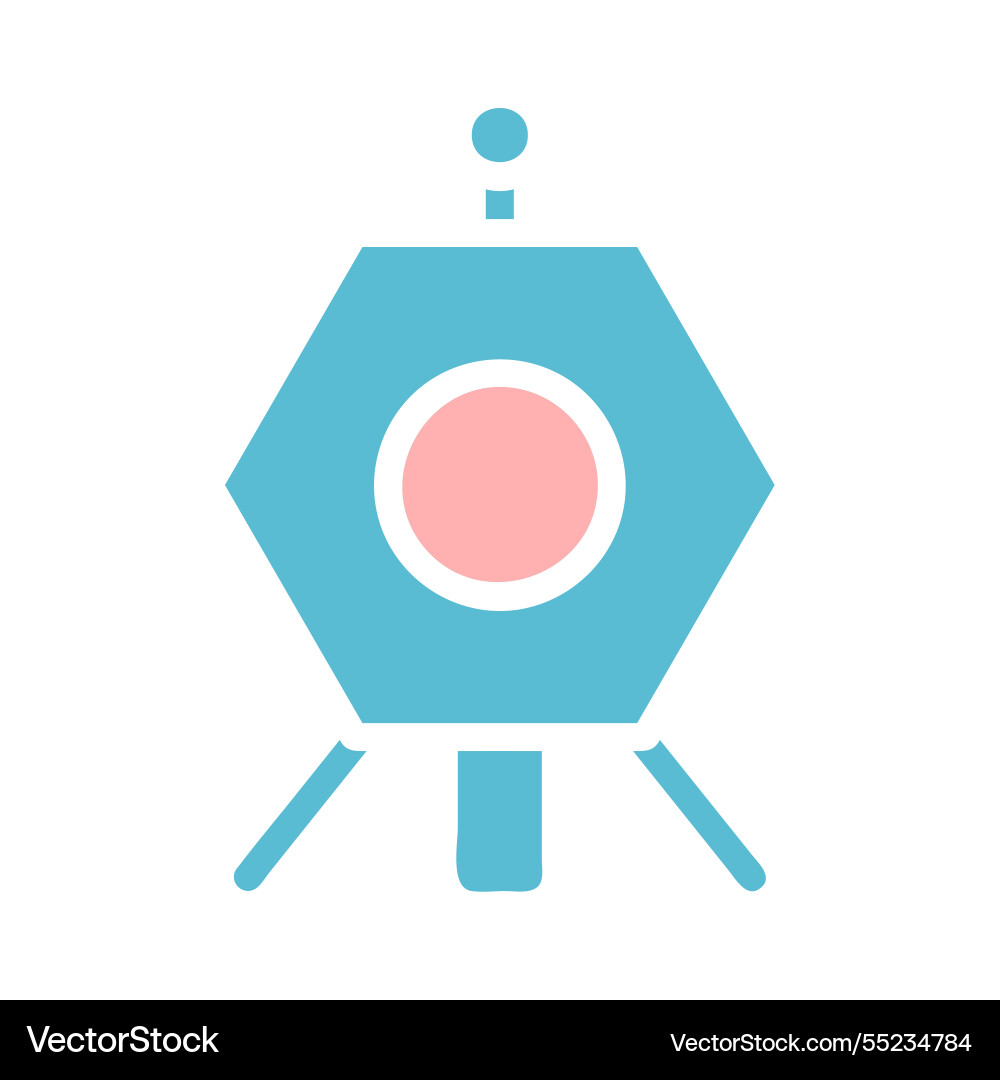 Blue hexagonal object with pink circle and tripod Blue hexagonal object with pink circle and tripod vector image