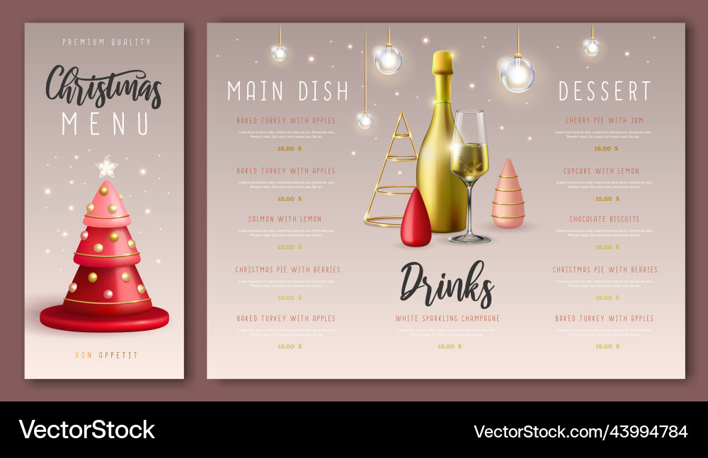 Christmas holiday restaurant menu design vector image