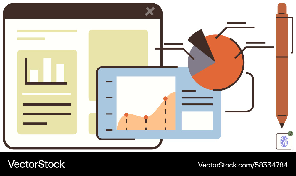 Data Analytics Dashboard with Charts Vector Image