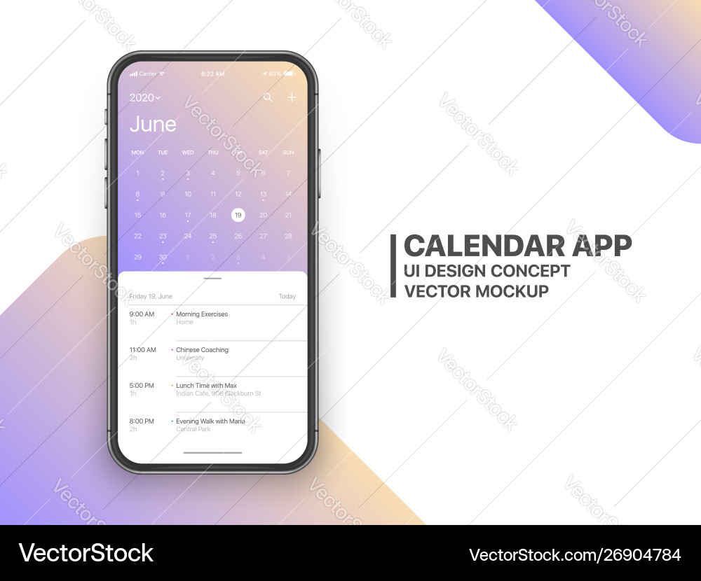 Design calendar app ui ux concept Design calendar app ui ux concept vector image