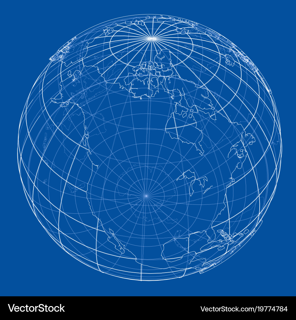 Globe contour rendering of 3d vector image