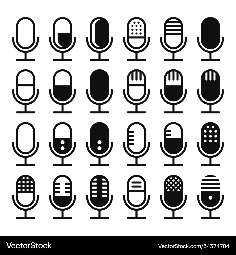 Microphone icon set on white background Microphone icon set on white background Vector Image