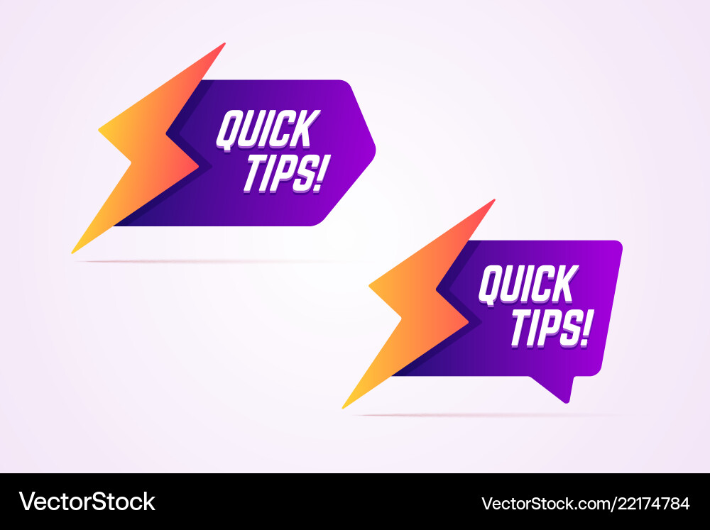 Quick tips icons with lightning bolt sign Vector Image