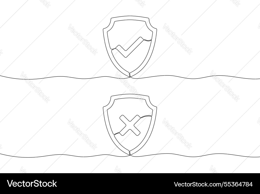 Security shield with check marks - tick and cross Security shield with check marks - tick and cross vector image