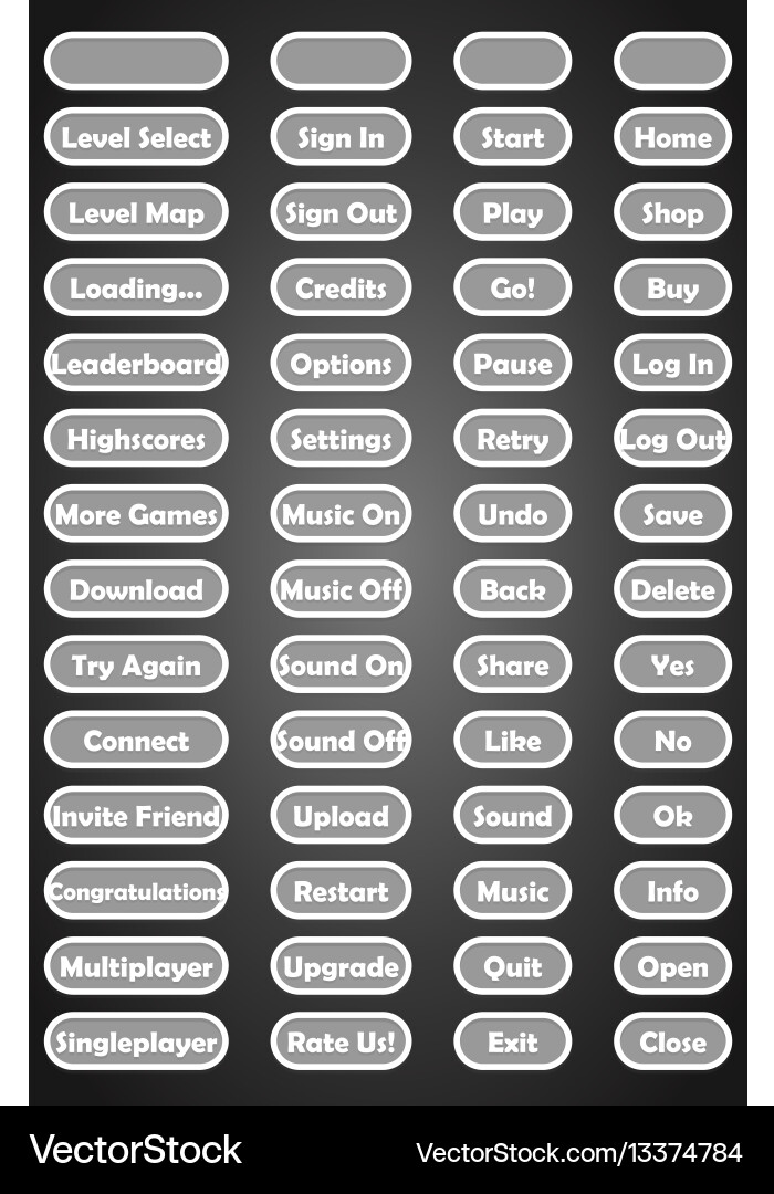 Set of text game buttons in flat style Set of text game buttons in flat style vector image