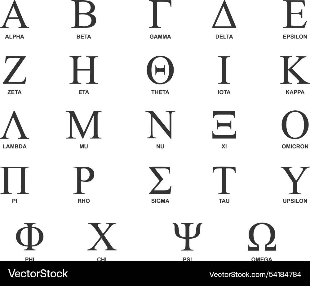 Set of uppercase greek alphabet Vector Image