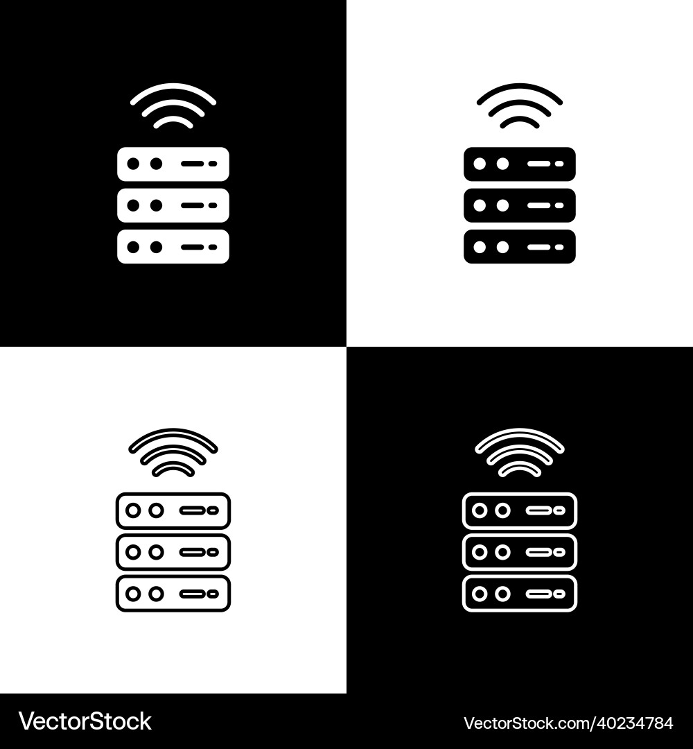 Set smart server data web hosting icon isolated Vector Image