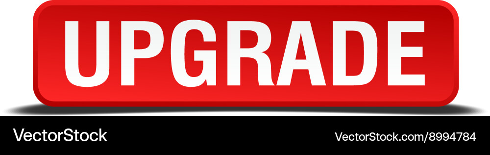 Upgrade red 3d square button isolated on white Vector Image