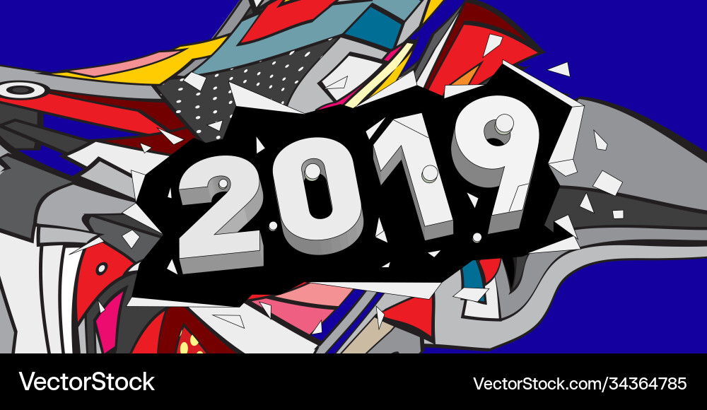 2019 new year text with colorful abstract Vector Image