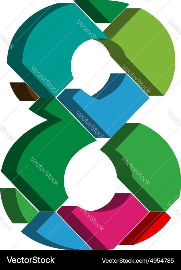 3d font number 8 vector image