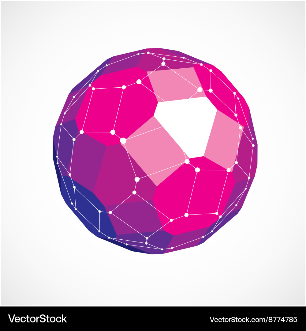 3d low poly spherical object with white connected vector image