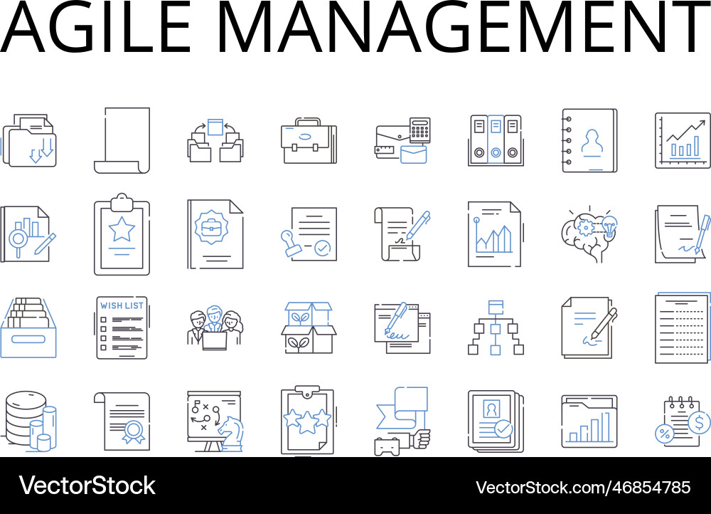 Agile management line icons collection lean vector image