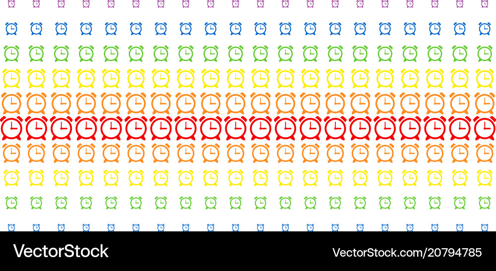 Alarm clock shape halftone spectral grid Vector Image