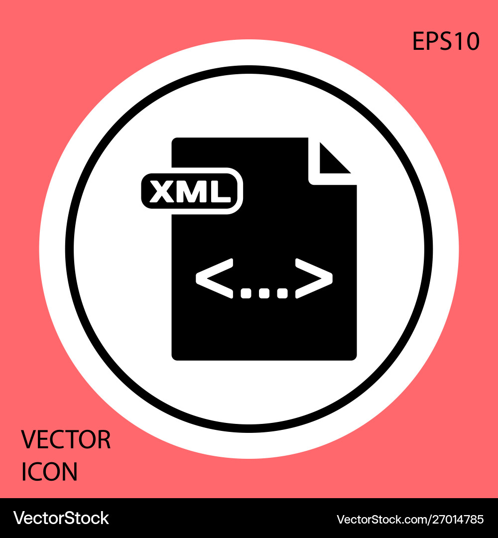 Black xml file document download button icon Black xml file document download button icon vector image