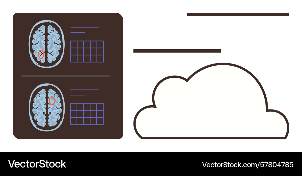 Brain scans and cloud connection representing Brain scans and cloud connection representing vector image