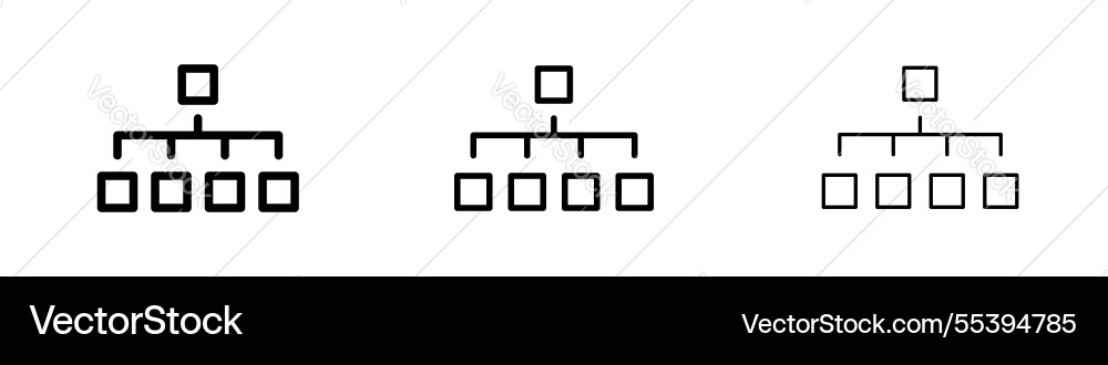 Chart tree icons in three different stroke lines vector image