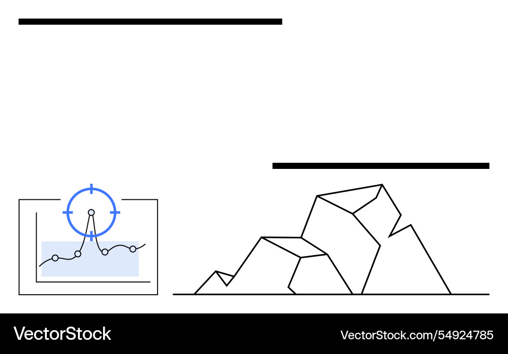 Data analysis with line chart and mountain Data analysis with line chart and mountain Vector Image