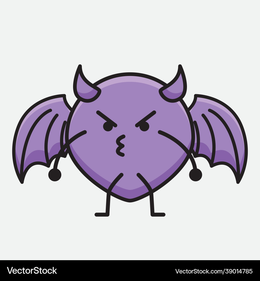 Devil bat character with cute face and simple Vector Image