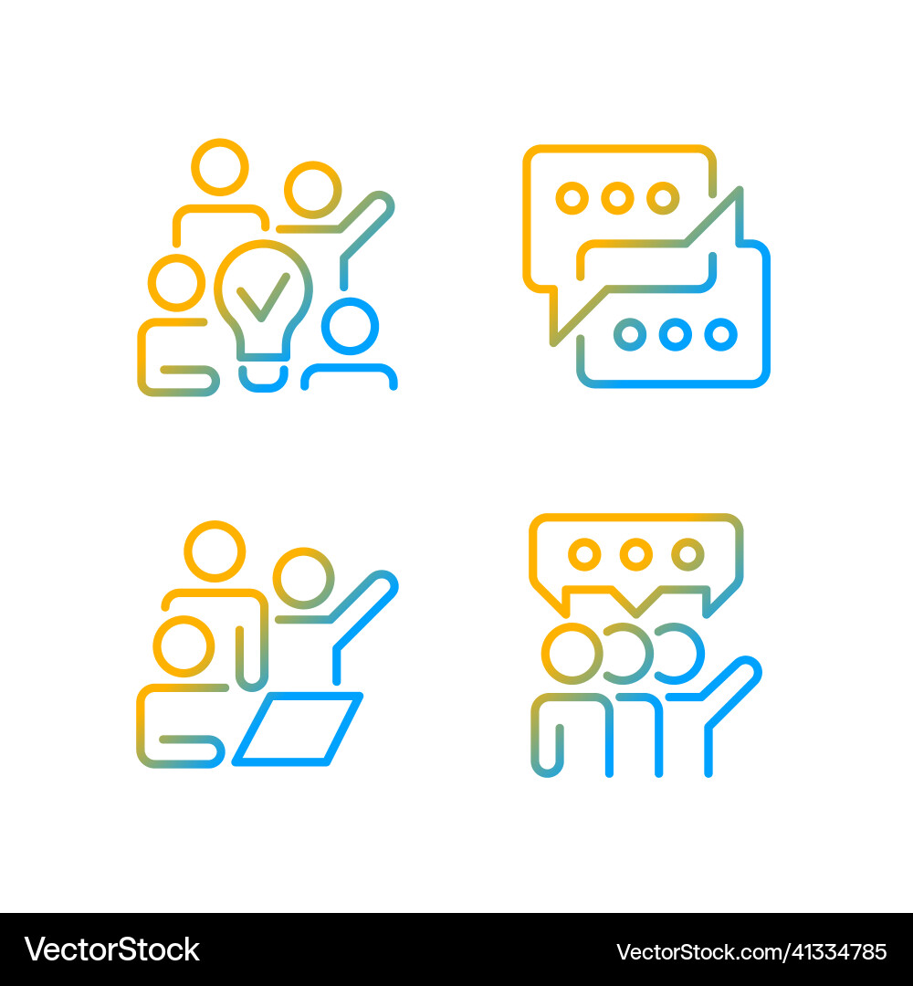 Group tasks gradient linear icons set vector image