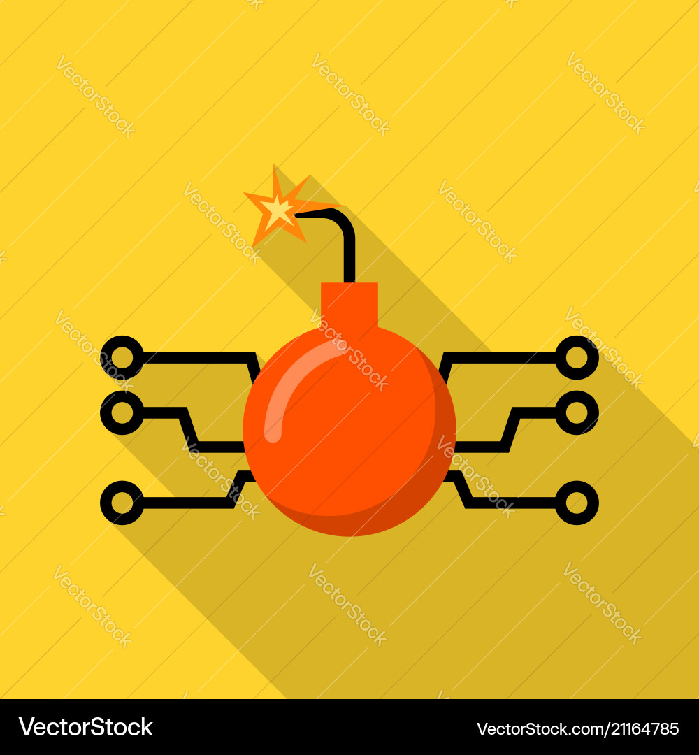 Hacker computer bomb icon flat style Hacker computer bomb icon flat style vector image