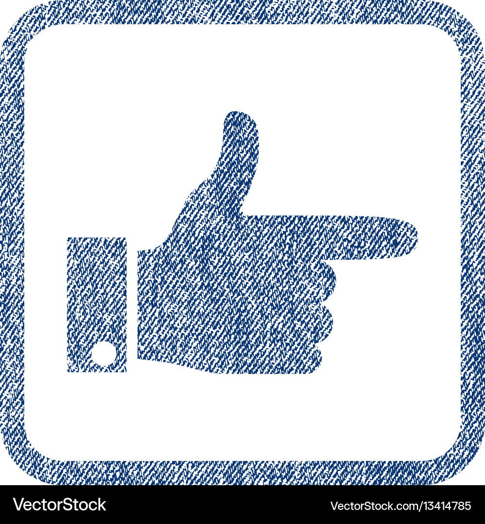 Hand pointer right fabric textured icon vector image