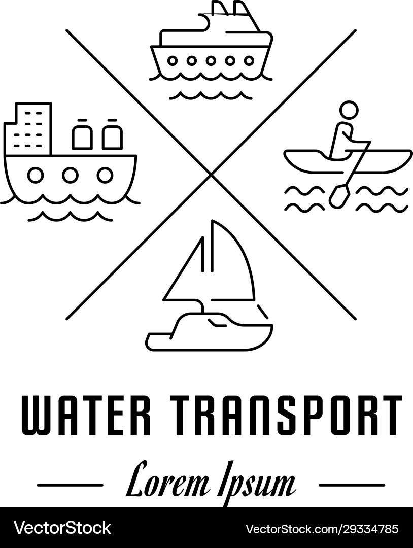 Linienbanner Wassertransport Linienbanner Wassertransport vektorbild