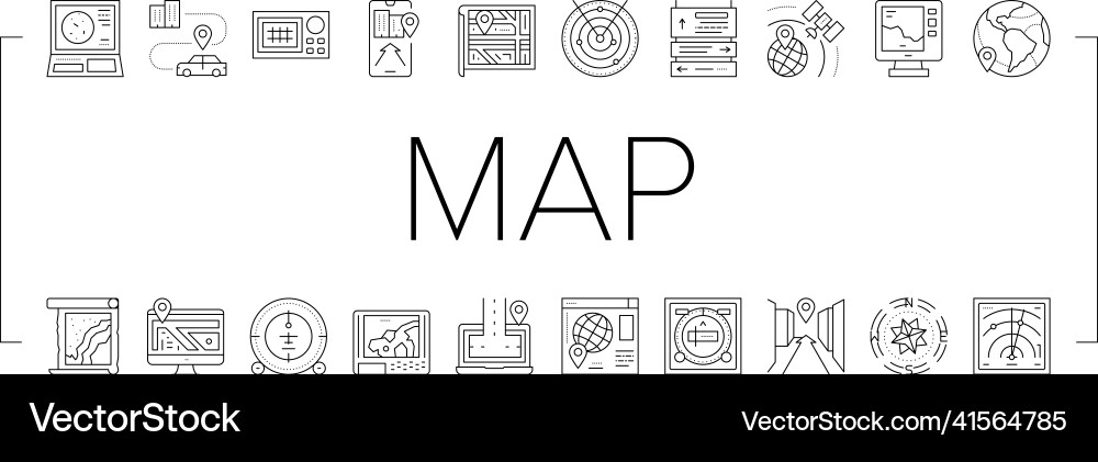 Map location system collection icons set Map location system collection icons set vector image