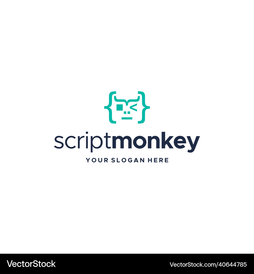 Minimalist script monkey sign abstract logo design Vector Image