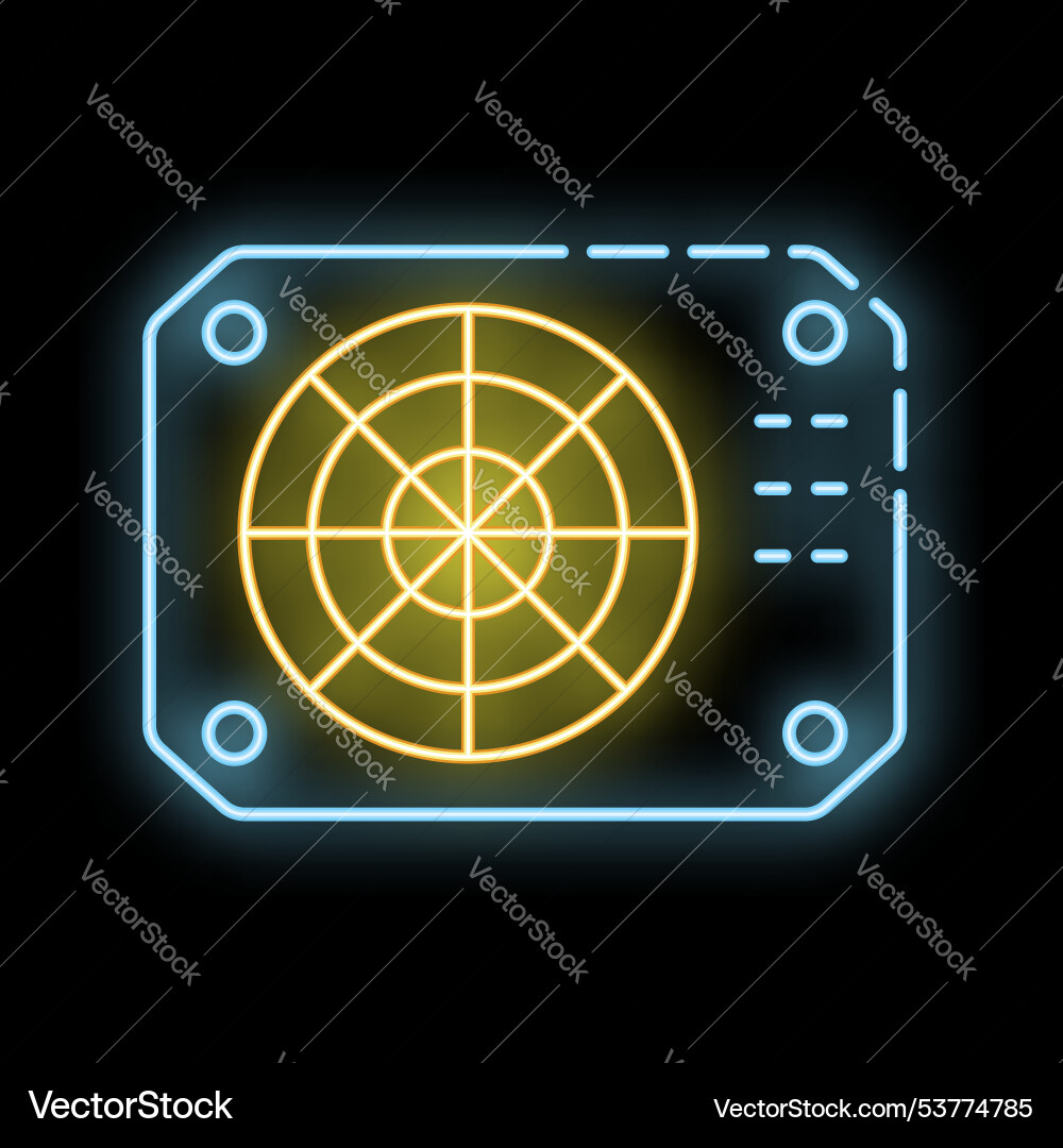 Neon icon of computer cooler showing rotating fan Neon icon of computer cooler showing rotating fan vector image