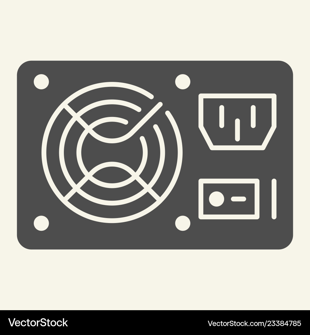 Pc hardware element solid icon uninterruptible Vector Image