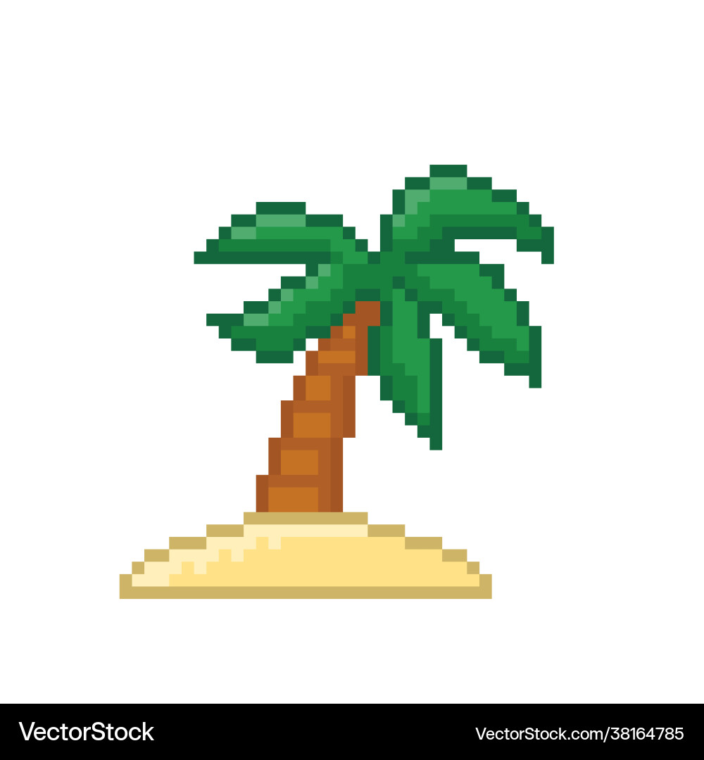 Pixel coconut tree image for game assets vector image