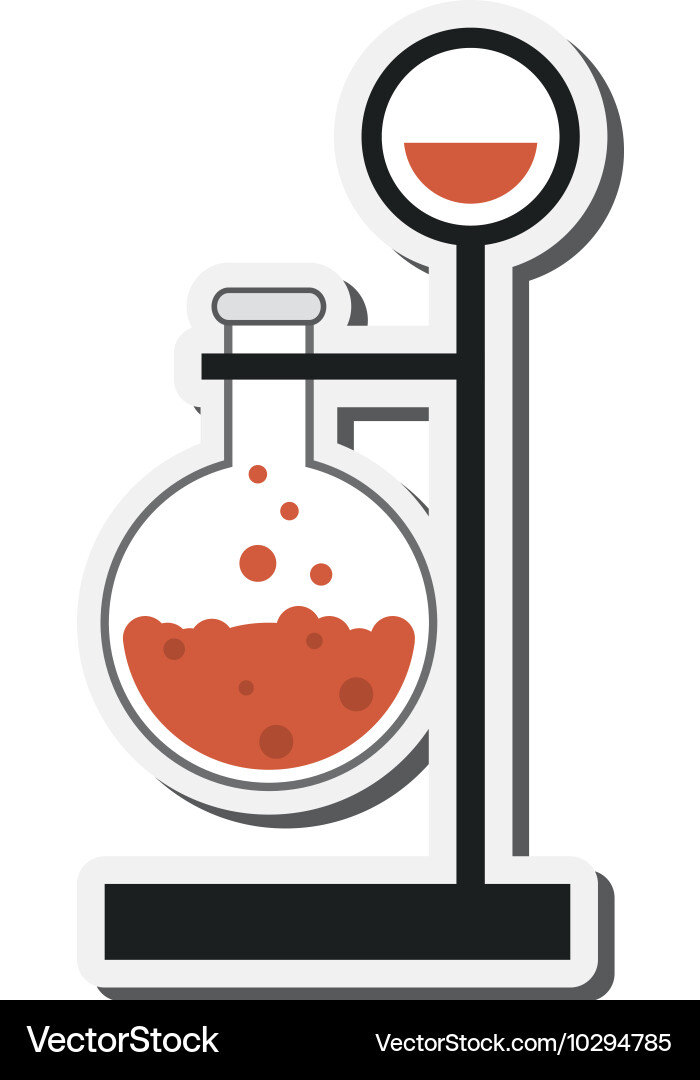 Round bottom flask and lab support icon Vector Image