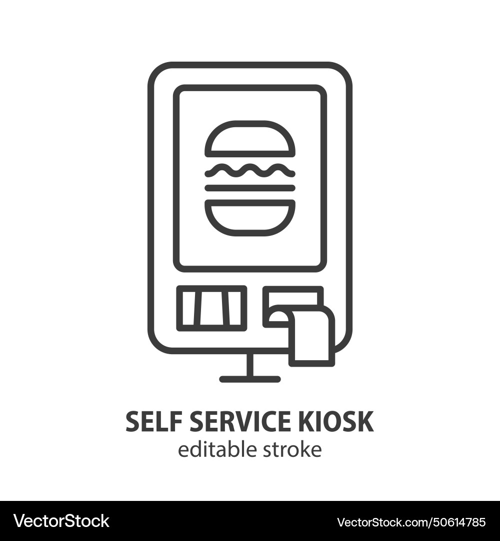 Self service kiosk line icon t vector image