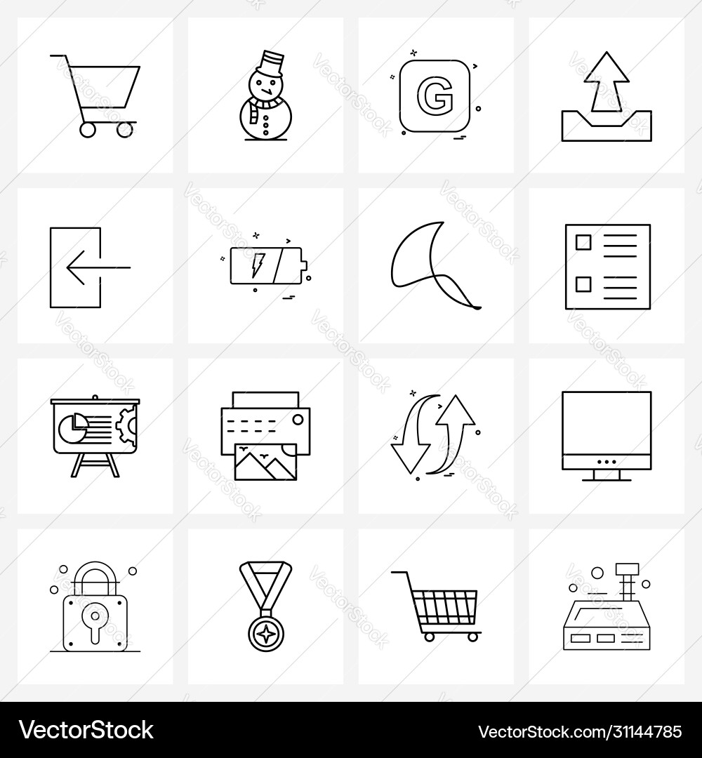 Set 16 simple line icons for web and print Vector Image