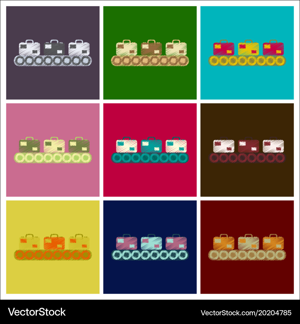 Set of flat icons in shading style baggage claim Vector Image
