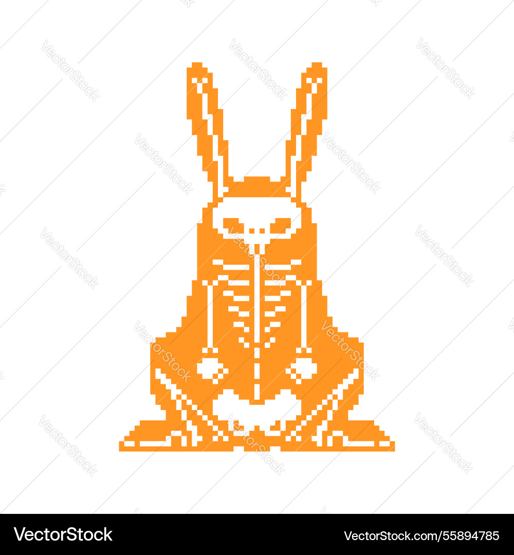 Skeleton rabbit pixel art 8 bit skull hare Skeleton rabbit pixel art 8 bit skull hare vector image