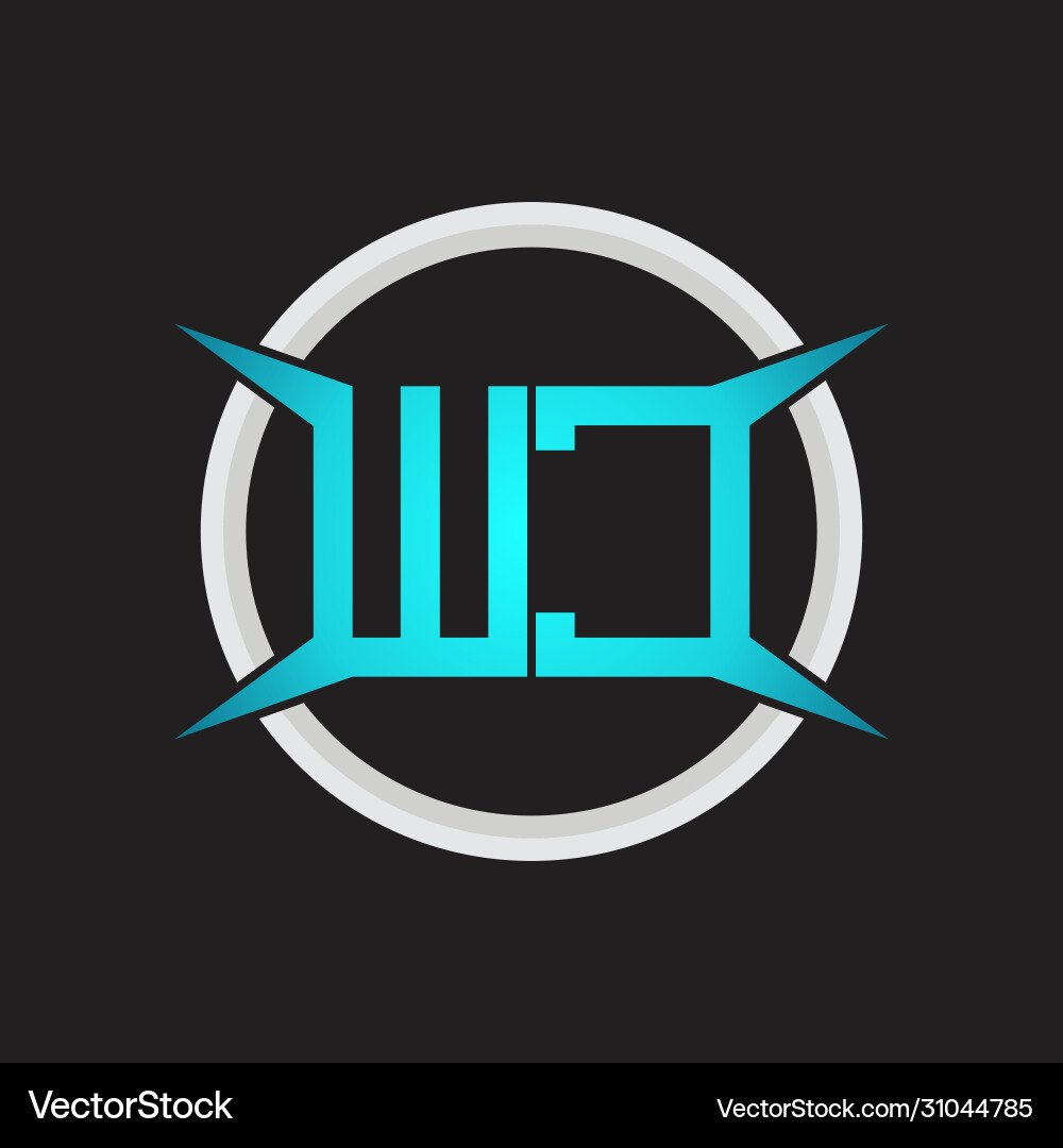 Wc logo monogram with circle and four taper shape vector image