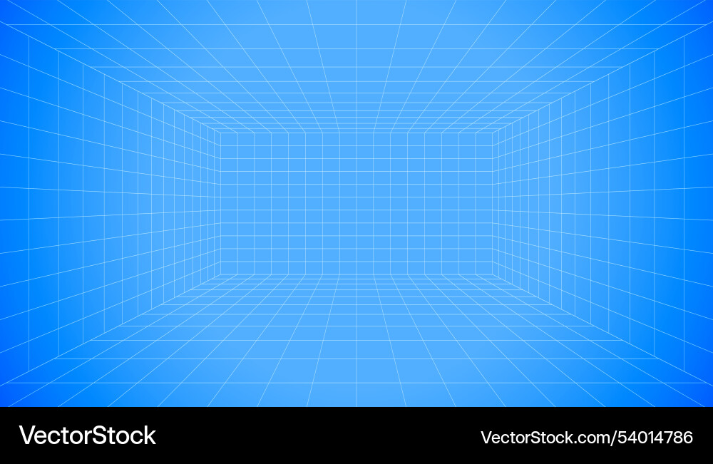 Abstract 3d perspective room grid line pattern vector image