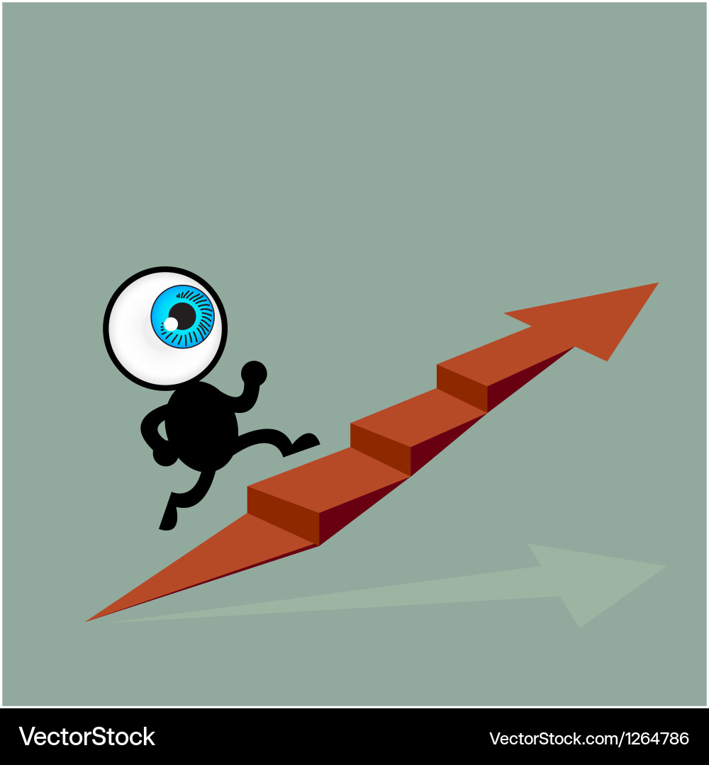 Blue eye running to top of graph path arrow Vector Image