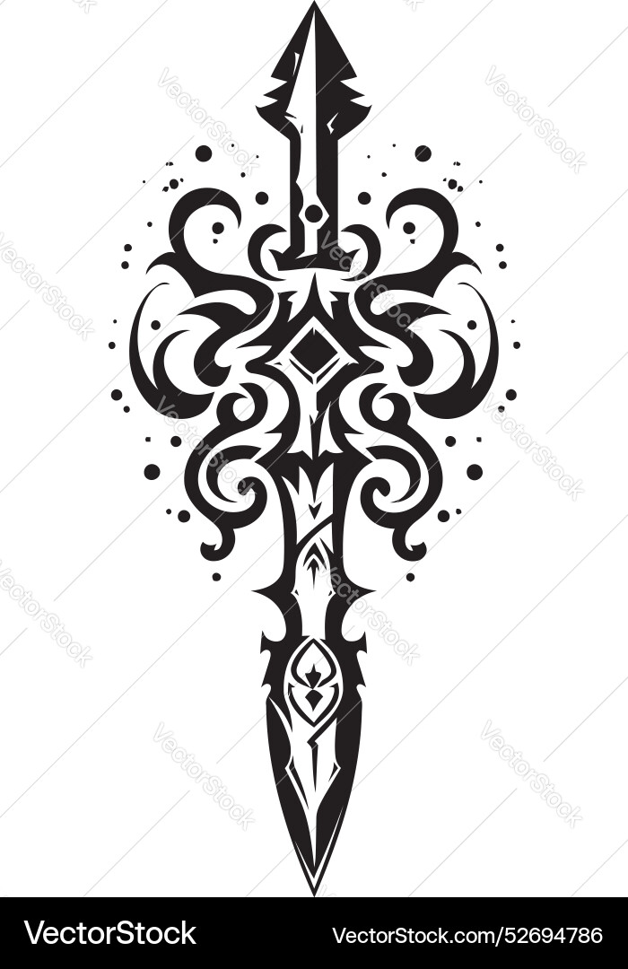 Celestial crusader fantasy sword logo shadow Vector Image