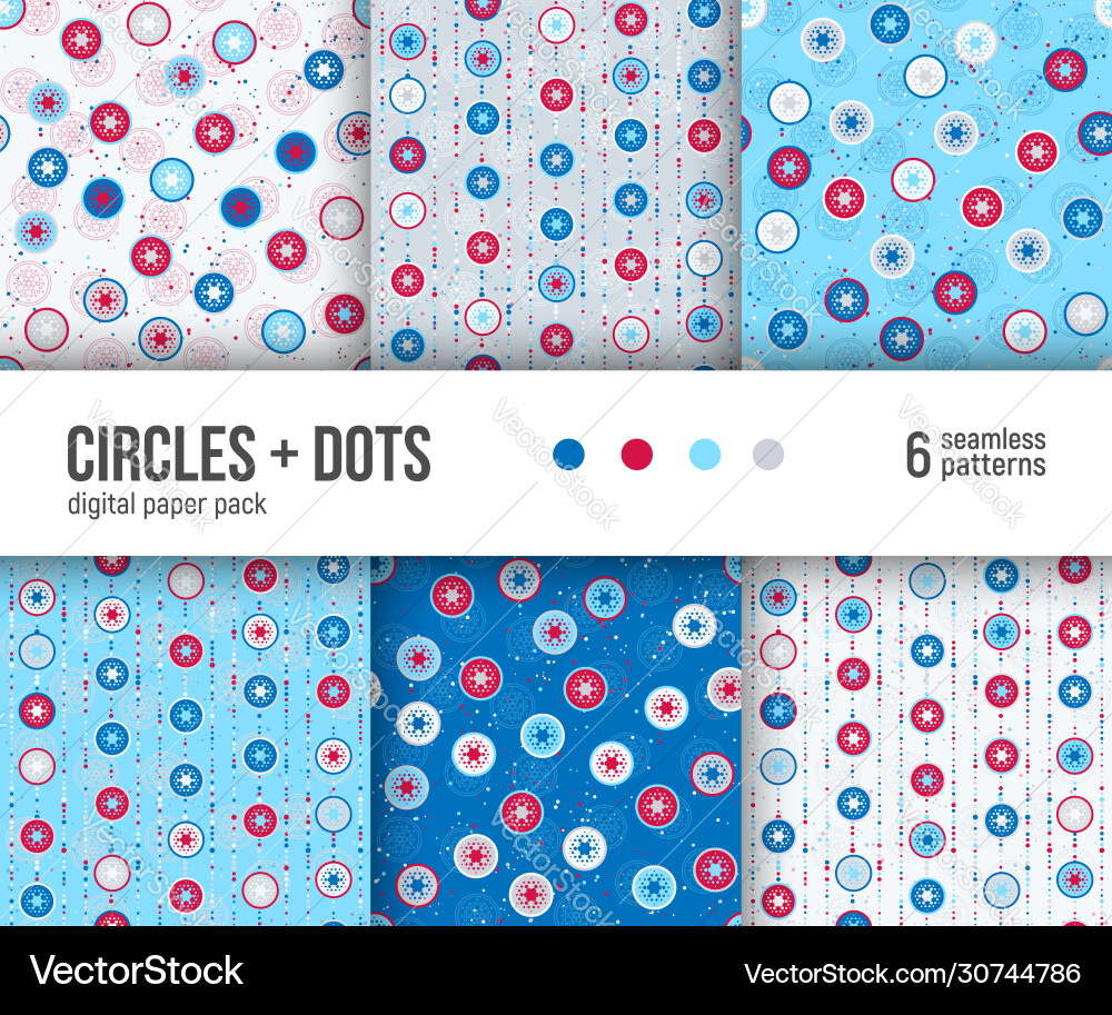 Digital paper pack 6 abstract patterns Vector Image