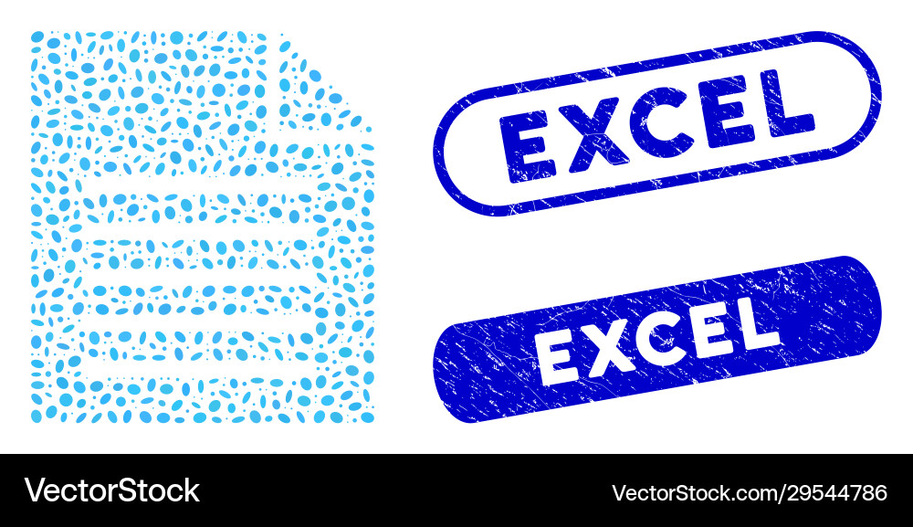 Ellipse mosaic document with textured excel Vector Image