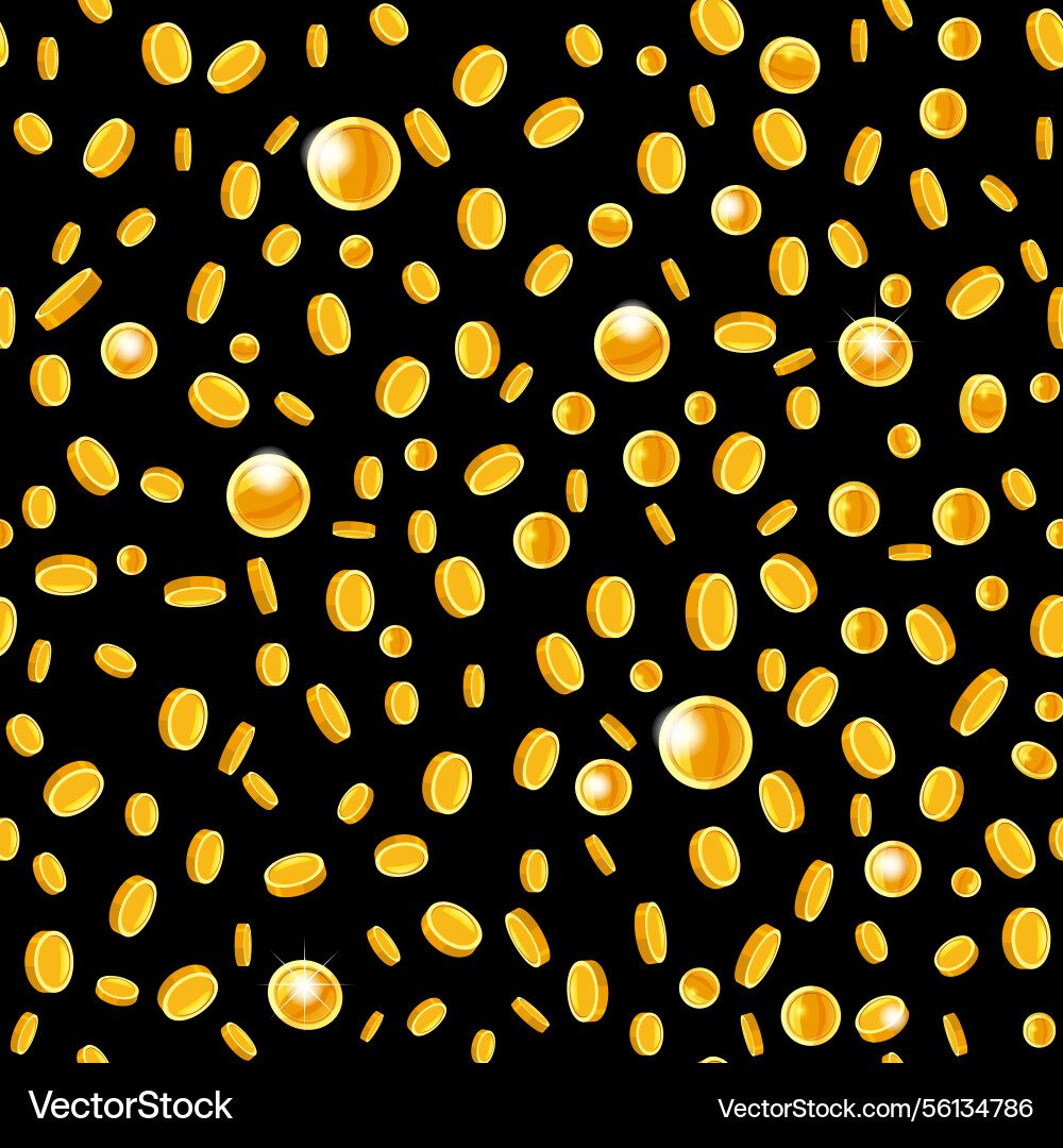 Falling gold coins seamless pattern background Vector Image