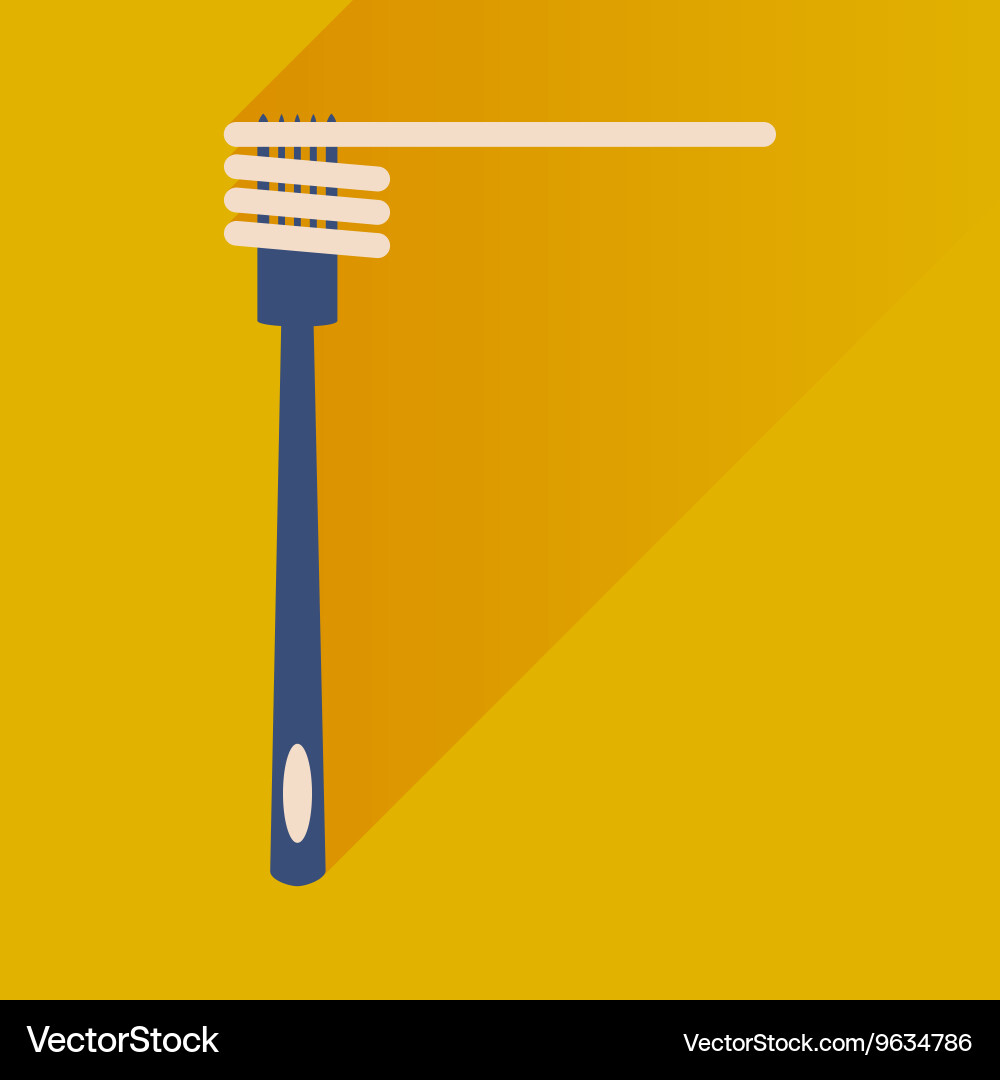 Flat icon with long shadow spaghetti on fork vector image