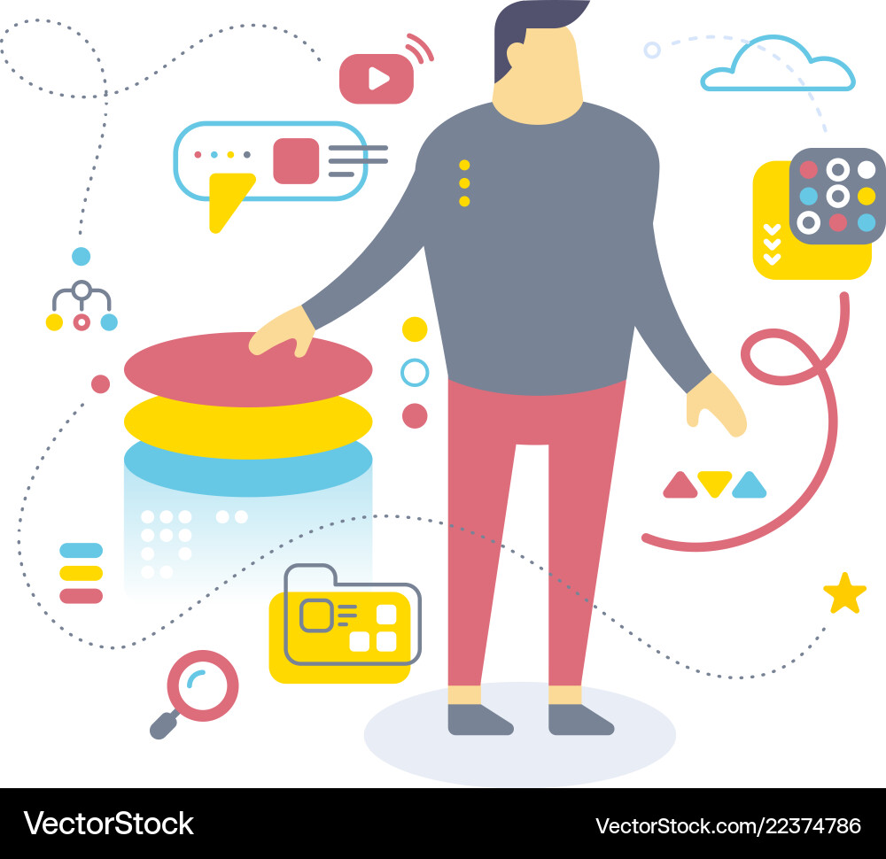 Flat style design of office worker for web site Flat style design of office worker for web site Vector Image