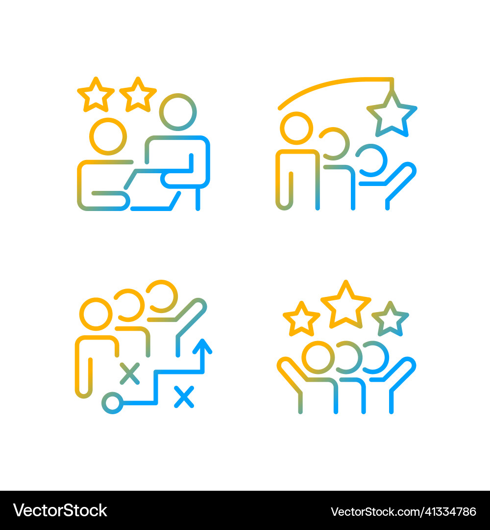 Group achievement gradient linear icons set Group achievement gradient linear icons set vector image