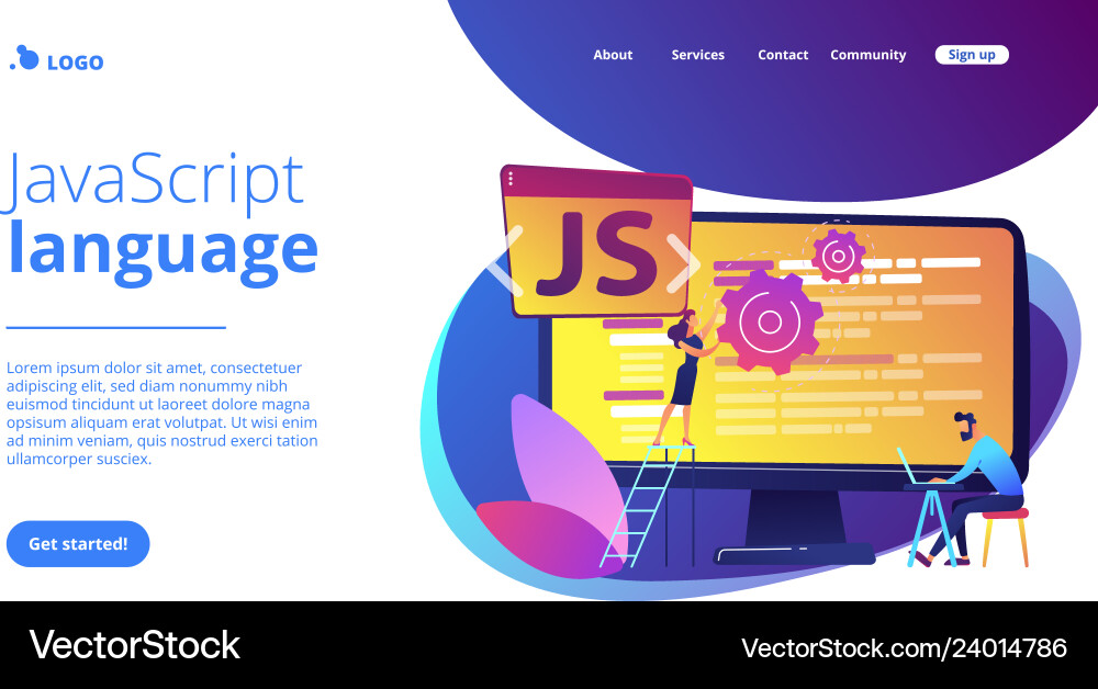 Javascript Konzept Landing Page Javascript Konzept Landing Page vektorbild