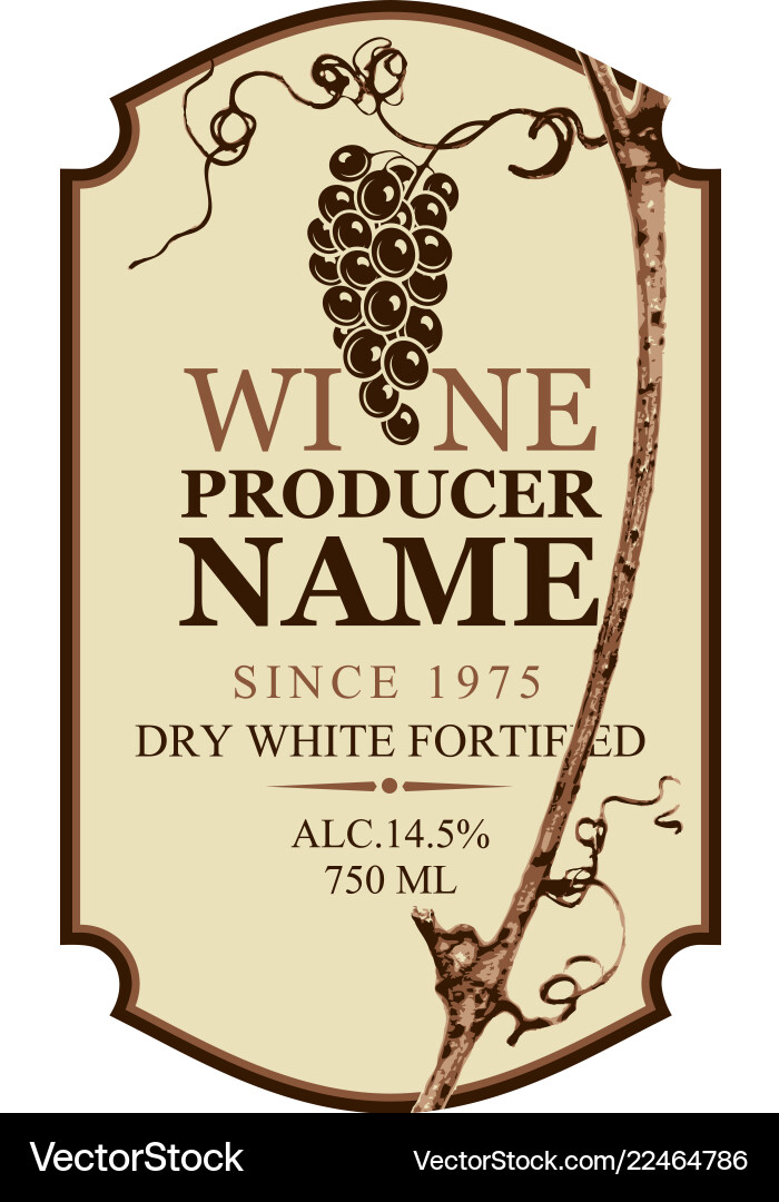 Label for wine with the grape vine and bunch Label for wine with the grape vine and bunch vector image