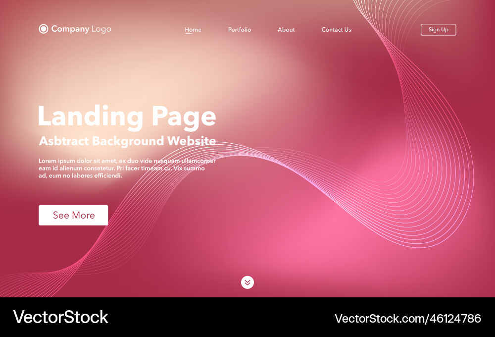 Landing page abstract wave background website Landing page abstract wave background website vector image